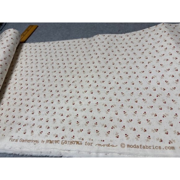 Floral Gatherings by Primitive Gatherings Moda Cotton Fabric Red & Tan Flowers 1 - Picture 3 of 5